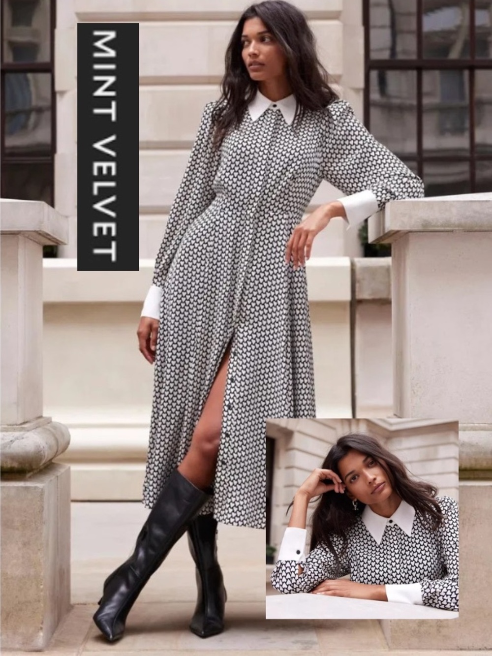 NEW Mint Velvet heart midi dress, 2 ,  GD1259